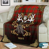 Scott Modern Tartan Crest Premium Blanket - Celtic Stag style